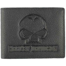 Load image into Gallery viewer, Men&#39;s Emboss Willie G Skull Leather Billfold Wallet XML4763-BLACK
