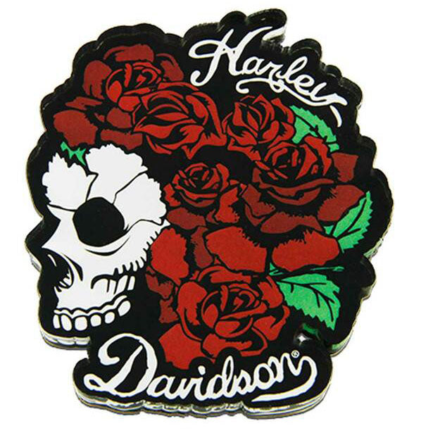 Cut-Out Skull & Roses Hard Acrylic Magnet 8011130