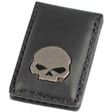 Load image into Gallery viewer, Men&#39;s Willie G Skull Medallion Leather Magnetic Money Clip CORESM62-BLACK
