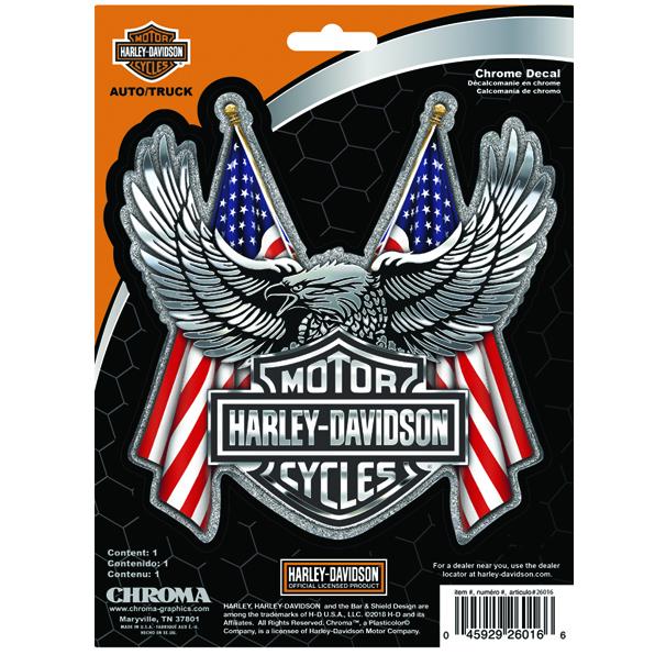 Embossed Bar & Shield Eagle Flag Chrome Decal CG26016
