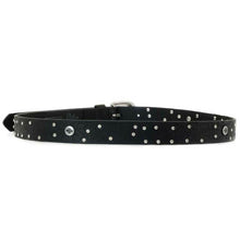 Load image into Gallery viewer, Women&#39;s Rosetta Embossed Floral Studded Leather Belt HDWBT11717-BLK
